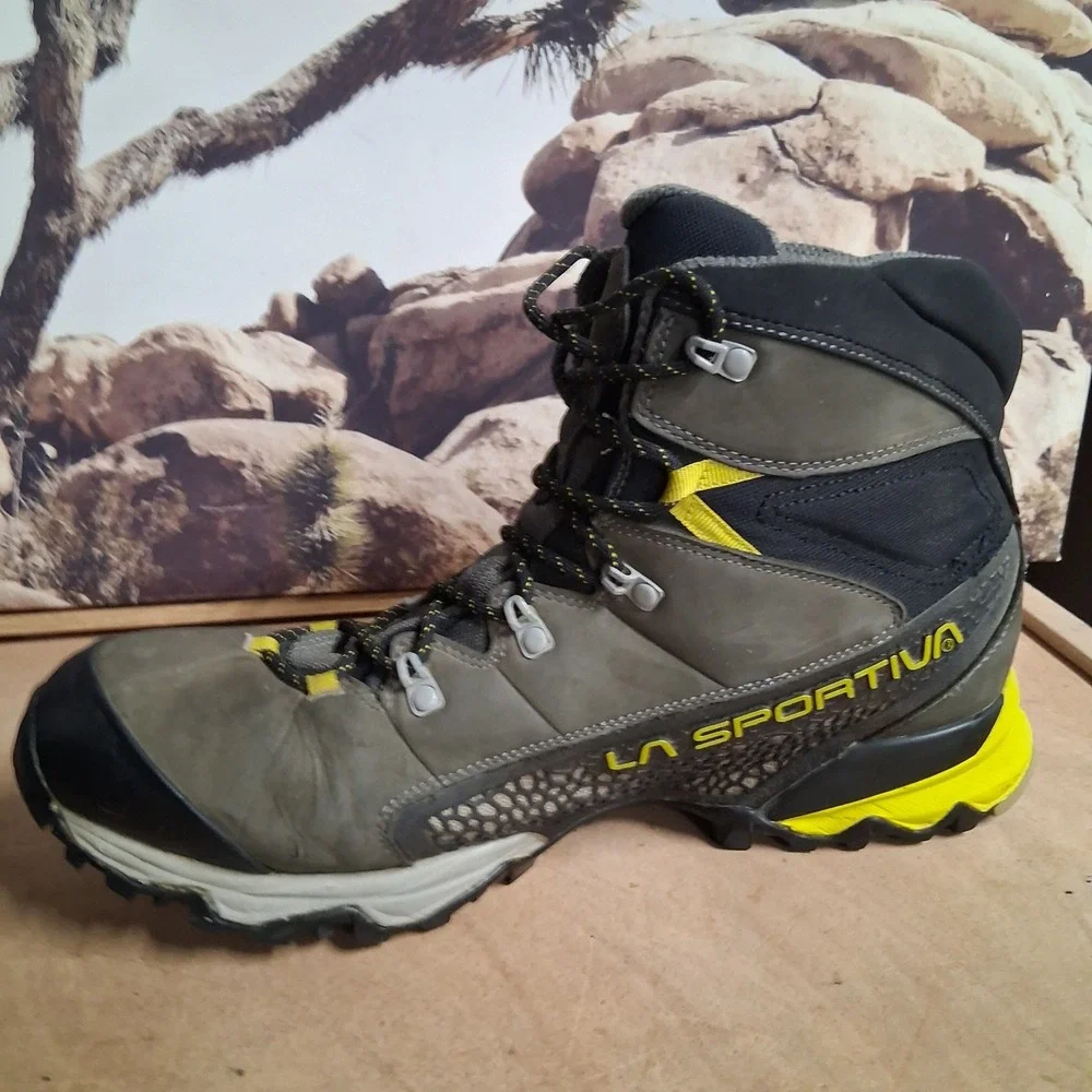 La Sportiva Nucleo High II GTX Hiking Boots Mens Grey Yellow Gore-Tex sz 13